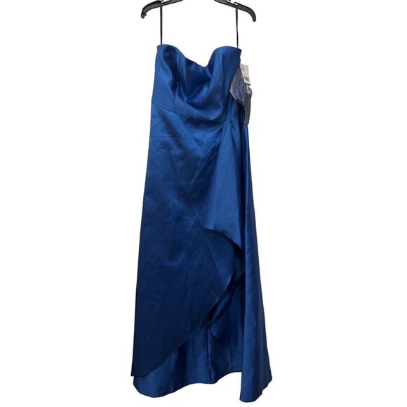 New Alfred Sung Size 18-R1 High Low Slit Bridesmaid Dress Classic Blue  *Defect*